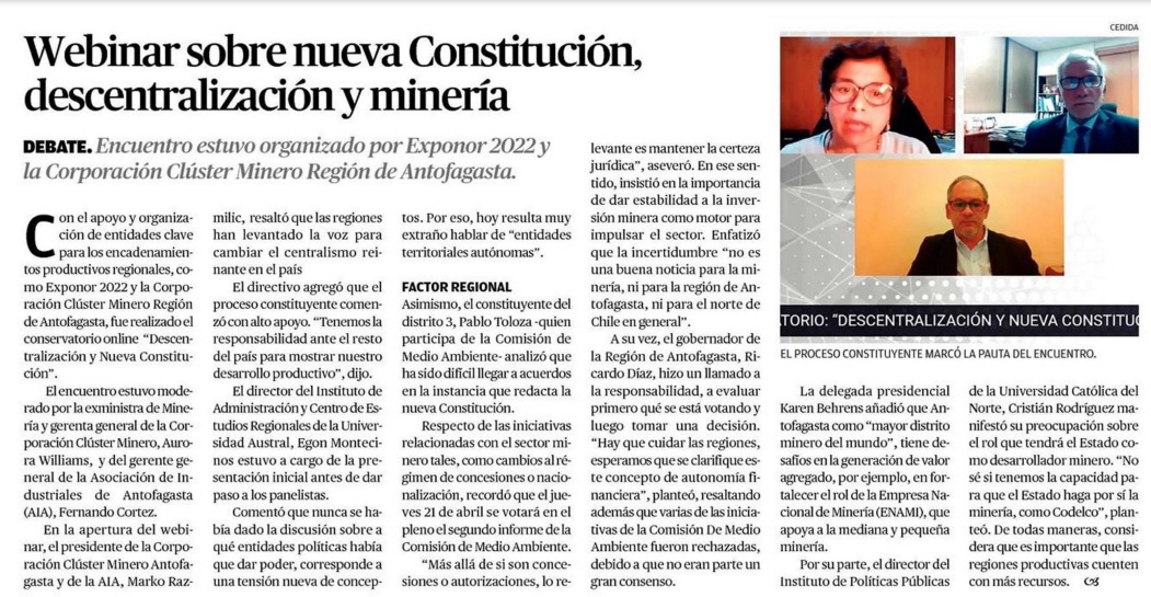 Autoridades, constituyentes y líderes gremiales debatirán sobre descentralización